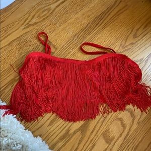 Red fringe top- FESTIVAL TOP